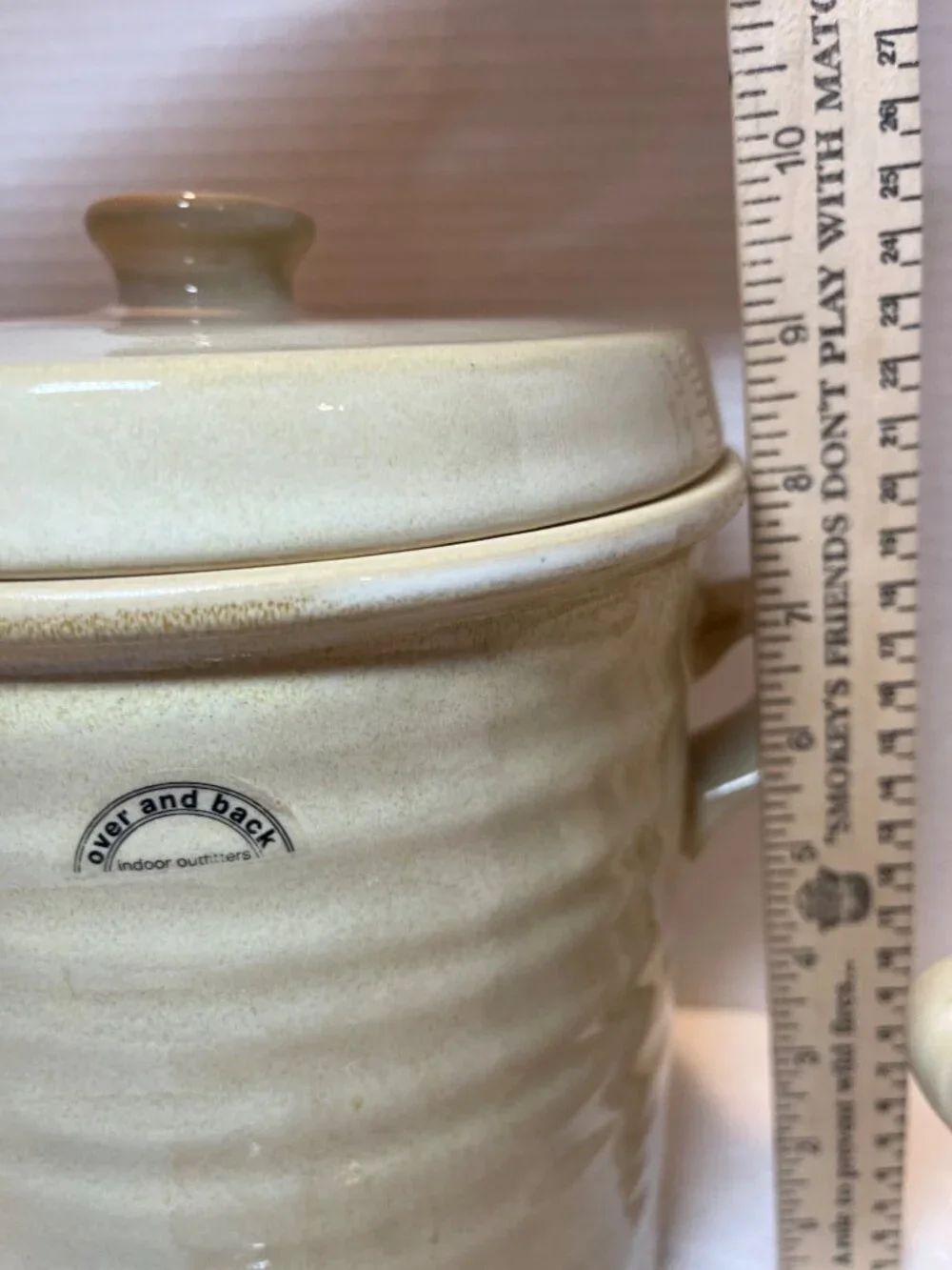 Over And Back Stoneware Large & Small Lidded Canisters Beige Set Of 2 Kitchen St